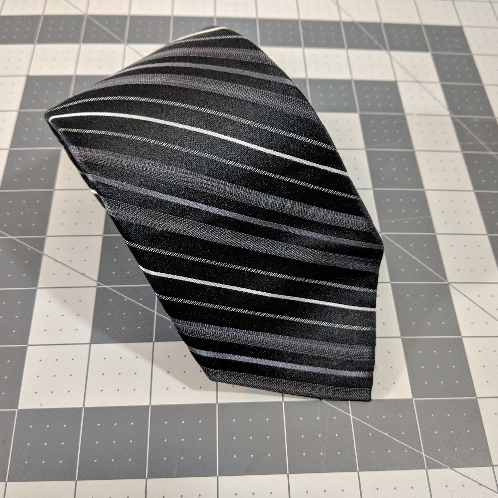 Express men's tie black silver white stripes